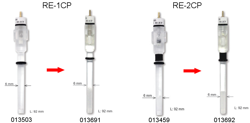 RE-1CP(Ag/AgCl/饱和KCl) 和 RE-2CP 参比电极产品更新 RE-1CP(Ag/AgCl/饱和KCl) 和 RE-2CP 参比电极产品更新