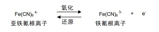 一般而言在电极上的亚铁氰根离子与铁氰根离子之间的氧化-还原反应，是典型的快速可逆电子转移反应。