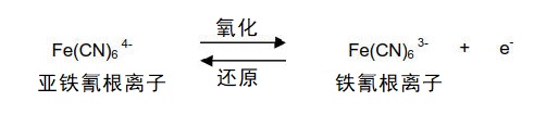 一般而言在电极上的亚铁氰根离子与铁氰根离子之间的氧化-还原反应，是典型的快速可逆电子转移反应。